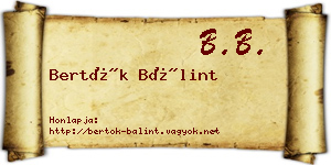 Bertók Bálint névjegykártya